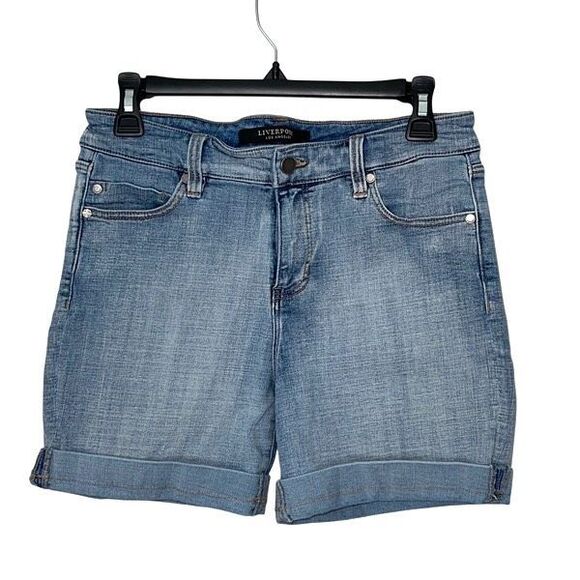 Liverpool Womens Cuffed Stretch The Walking‎ Denim Jean Shorts Blue Size 8/29 - Picture 1 of 7